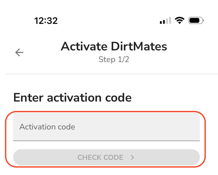 DirtMate Activation Code.png