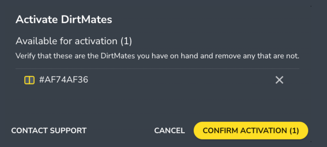Activate DirtMate Confirmation Screen.png