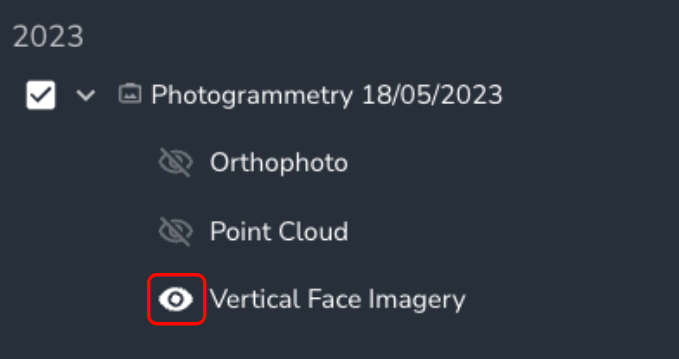 Survey Explorer Turn on Vertical Face Imagery VFI.png