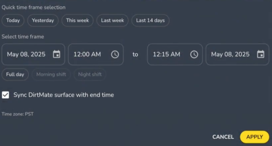 DirtMate Timeframe Selection.png