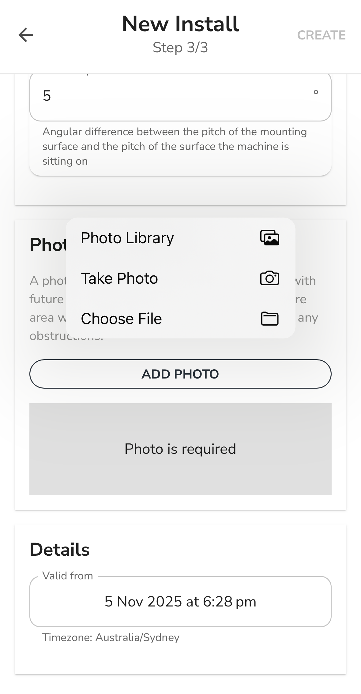 DirtMate New Install Add Photo.png