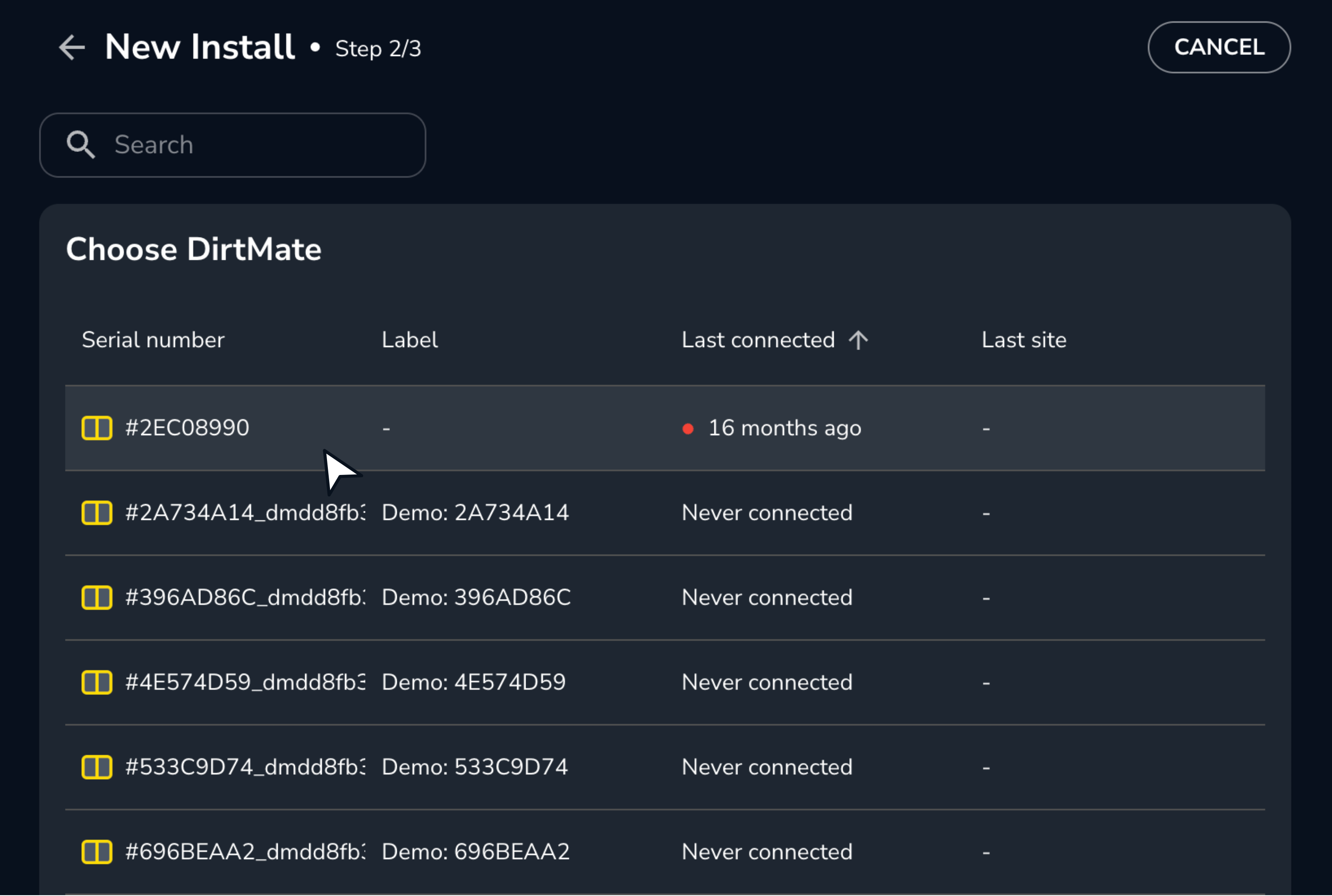 Machine New Install Select DirtMate.png