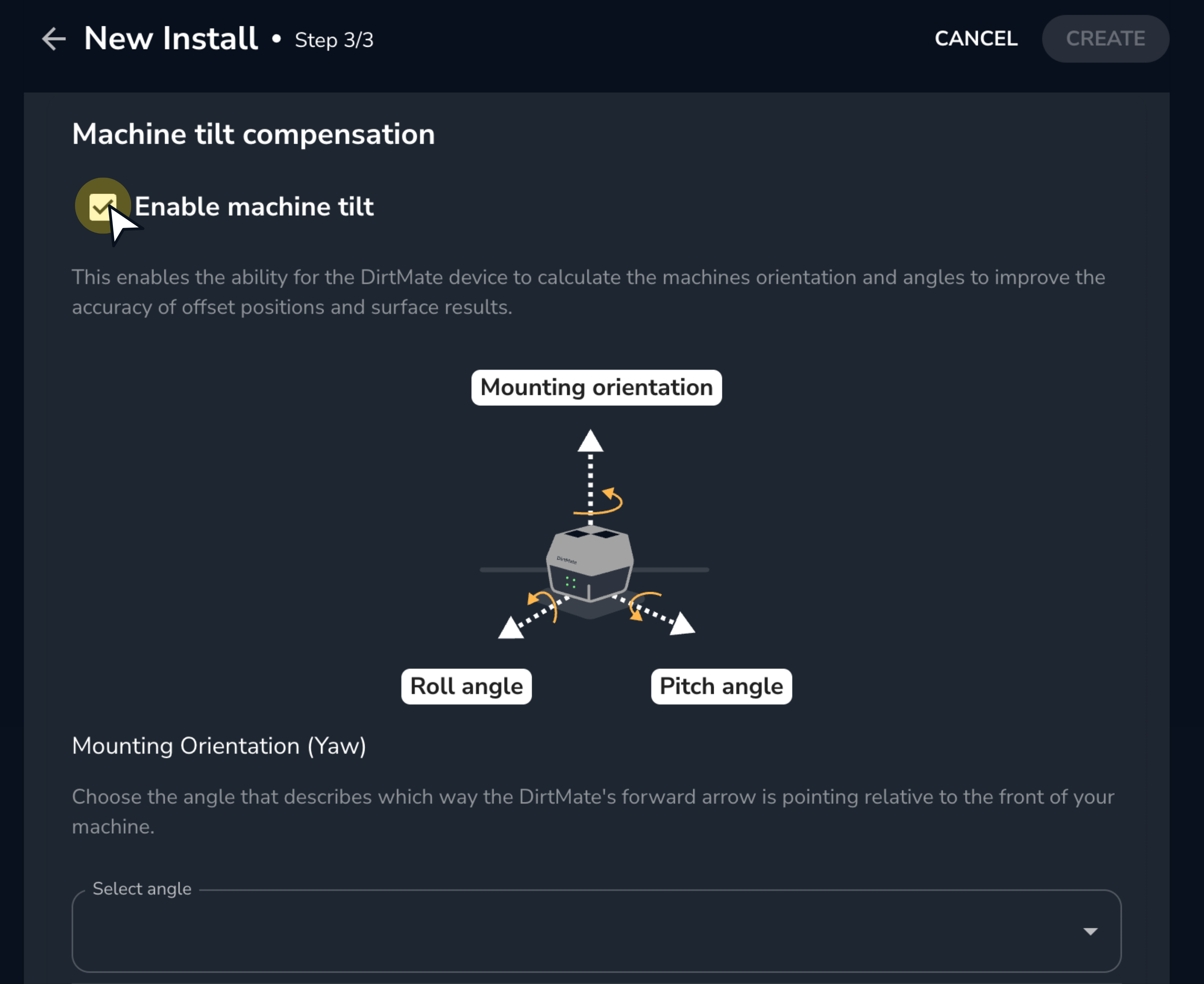 DirtMate New Install Enable Machine Tilt .png