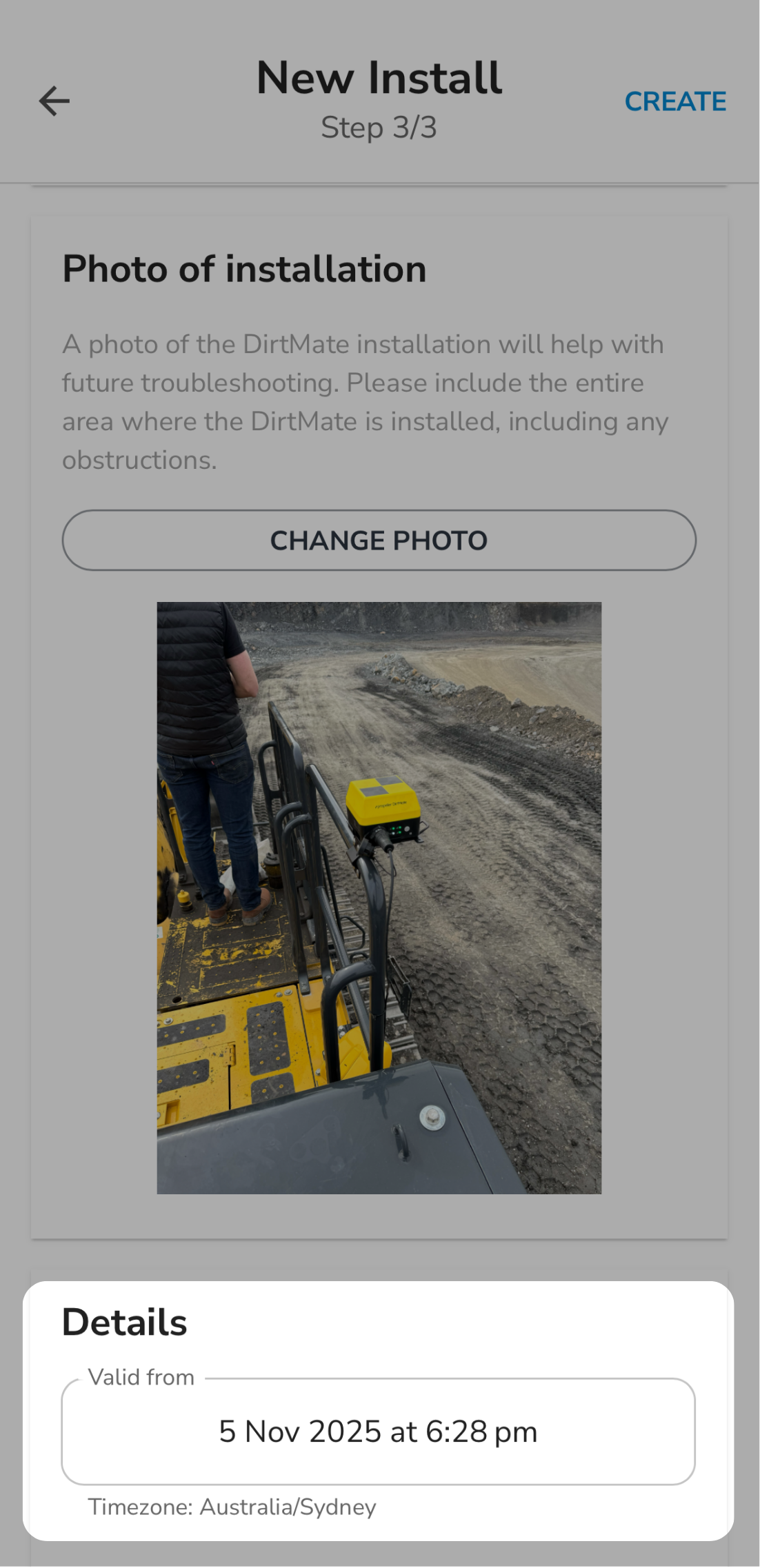 DirtMate New Install Add Time Details.png