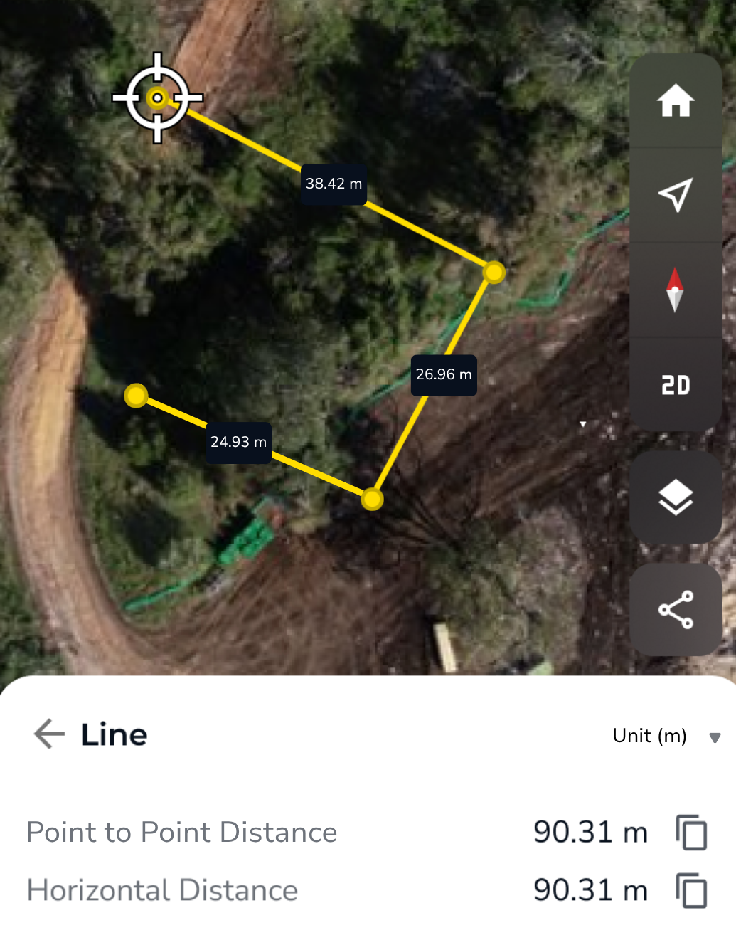 DM RTK Line Three Points Length.png
