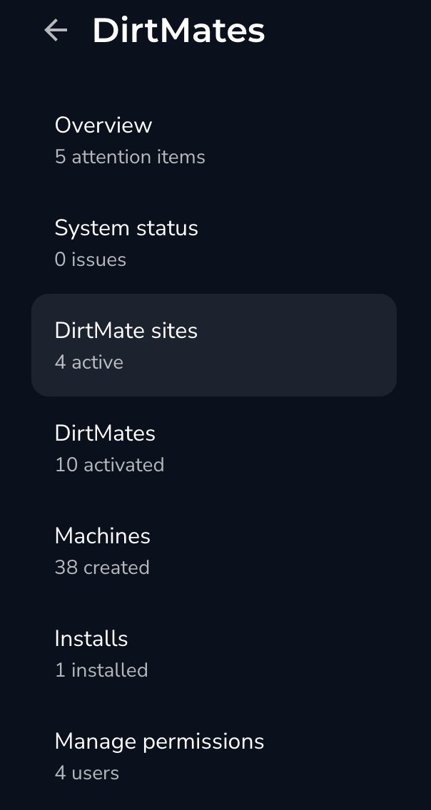 DirtMate Sites in DirtMate Management.png